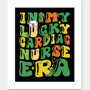 In My Lucky Cardiac Nurse Era Saint Patrick Day Retro Groovy Posters and Art